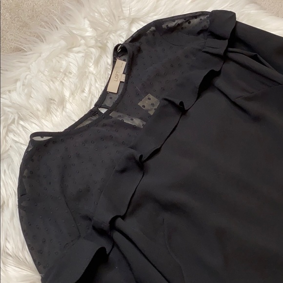 Loft Petites Black Dress, Sheer at Neck w/ ruffle - Picture 3 of 12